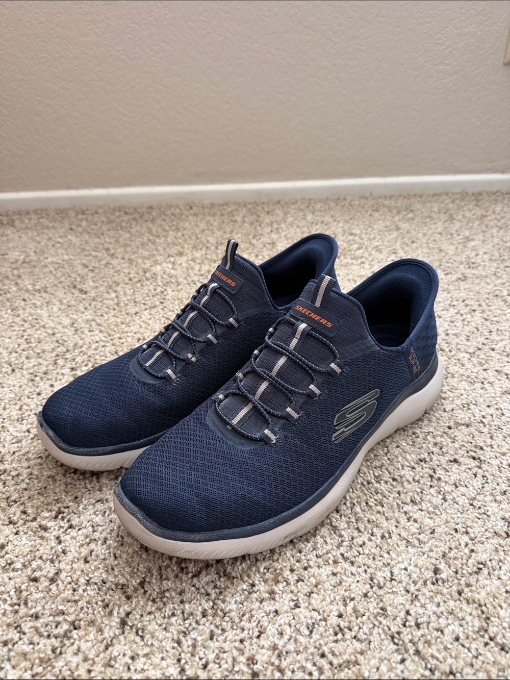 Skechers Men's Navy Athletic Slip-Ins Sneakers with Gray Soles